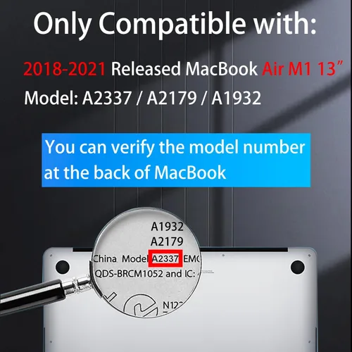 Miniatura 2 de Teryeefi Funda compatible con MacBook Air de 13 pulgadas M1 2021 2020 2019 2018 versión A2337 A2179 A1932 con Touch ID, carcasa rígida de plástico