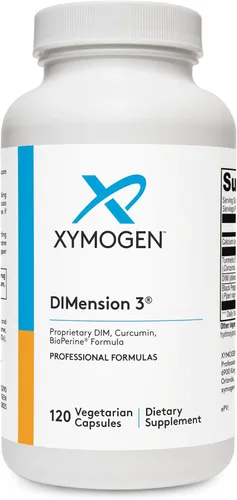 XYMOGEN Dimension 3 - Suplemento DIM para el equilibrio hormonal y el apoyo al metabolismo de estrógenos* - con curcumina y bioperina - Sin gluten -