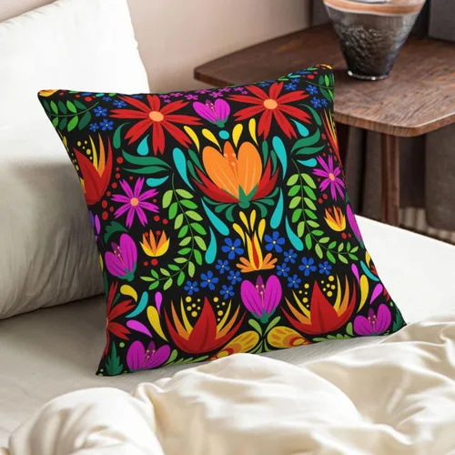 Miniatura 8 de Paquete de 2 fundas de almohada mexicanas de 18 x 18 pulgadas para almohadas de sofá, decoración del Día de los Muertos Día de los Muertos Cinco