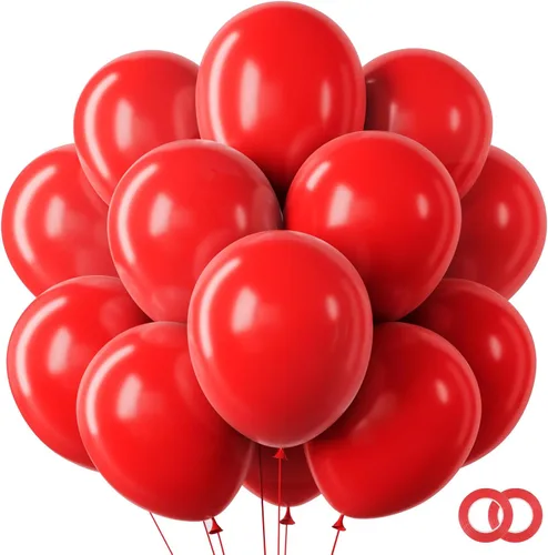 Miniatura 8 de RUBFAC 65 piezas de globos de 12 pulgadas, kit de globos rojos, negros y blancos con confeti y cintas para cumpleaños, bodas, baby shower, Negro
