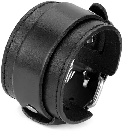 Miniatura 11 de Pulsera de cuero para hombre, brazaletes de cuero punk, pulsera de cuero negro para mujer