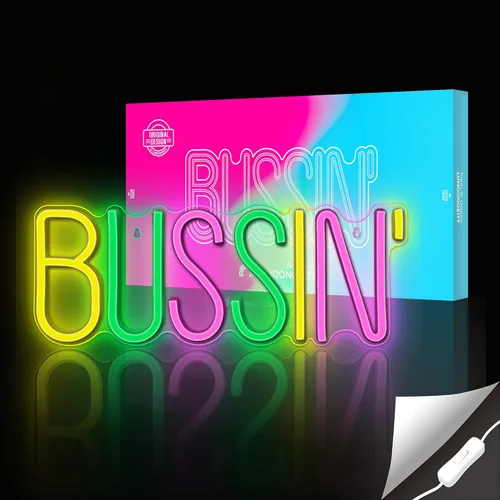 Miniatura 2 de Lumoonosity Letrero de neón Bussin - Luces de neón LED de Meme Bussin para jugadores/streamers/influencers – Letras de neón LED modernas y geniales