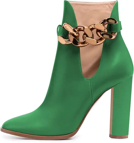 Miniatura 2 de FSJ Botas de tobillo con puntera puntiaguda para mujer tacón grueso cómodas ajustables con hebilla tallas 4-15 de EE UU