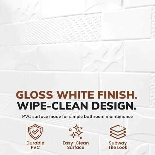 Miniatura 3 de From Plain To Beautiful In Hours Versa Tile - Paneles de pared para bañera y ducha Surround - Blanco brillante Blanco satinado