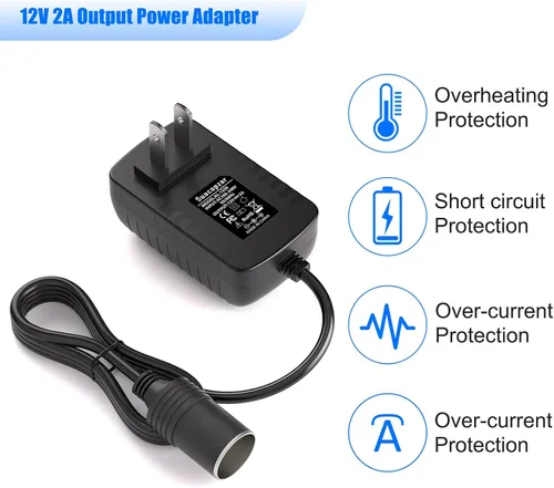 Miniatura 4 de Convertidor de CA a CC de 12 V 24 W, enchufe para encendedor de cigarrillos de automóvil, 100-240V a 12V 2A AC/DC adaptador de alimentación