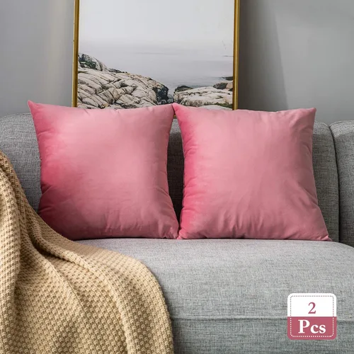 Miniatura 72 de Stellhome - Juego de 2 fundas de almohada de terciopelo Rosa claro