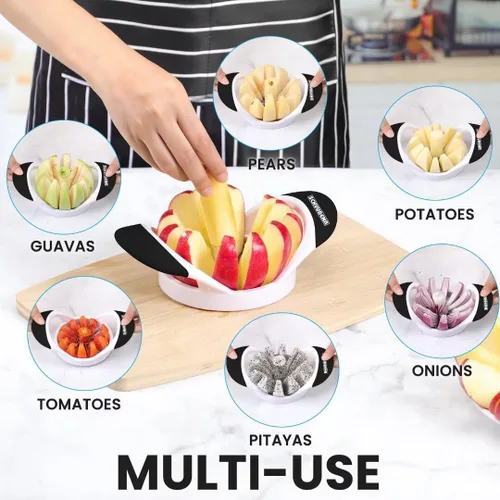 Miniatura 5 de SCHVUBENR Cortador de manzana grande de 4.72 pulgadas con 12 cuchillas, cortador profesional de manzana, descorazonador de manzana de acero