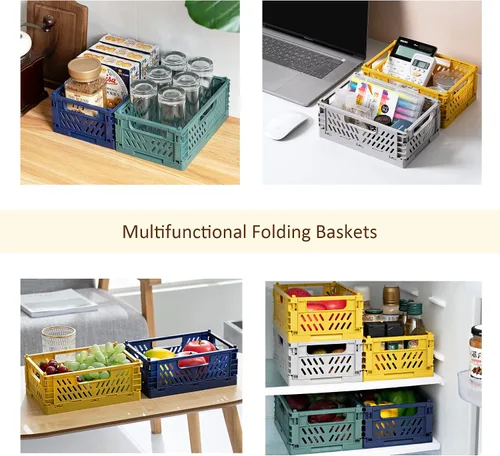 Miniatura 6 de Domiella Paquete de 2 cajas para almacenamiento, cajas de almacenamiento apilables de plástico, plegables para oficina, hogar, cocina, dormitorio