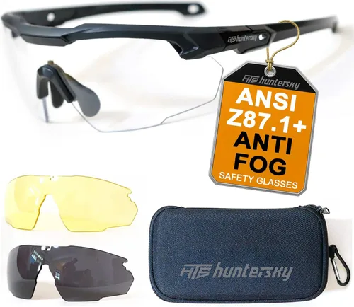 Miniatura 25 de HTS HUNTERSKY Gafas de tiro tácticas balísticas ANSI Z87+UV400 gafas protectoras Negro Claro