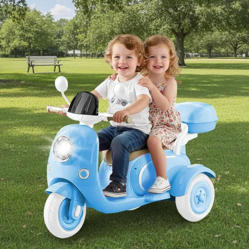 Miniatura 7 de HEIMILI Motocicleta eléctrica para niños, scooter eléctrico para niños de 3 años, juguete para niñas, scooter de 3 ruedas de 12V para montar