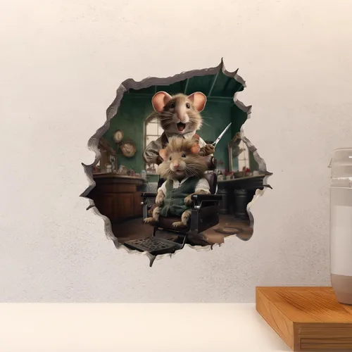 Miniatura 4 de Calcomanía para peluquería con agujero de ratón