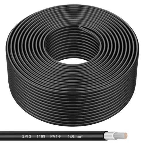 Cable de panel solar Shirbly - 200 pies de cable de cobre estñado en negro, 10AWG (6mm²), cable de extensión solar PV para automotriz al aire libre,