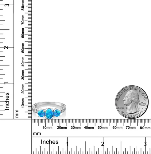 Miniatura 68 de Gem Stone King Anillo de compromiso de 3 piedras preciosas de oro blanco de 10 quilates con piedra natal y diamantes cultivados en laboratorio