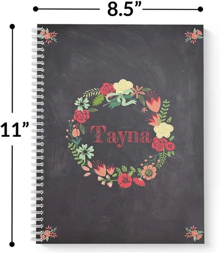 Miniatura 3 de Cuaderno personalizado de corona floral de tapa dura, acabado mate satinado, 120 páginas del papel seleccionado, coloque espiral plana de alambre.