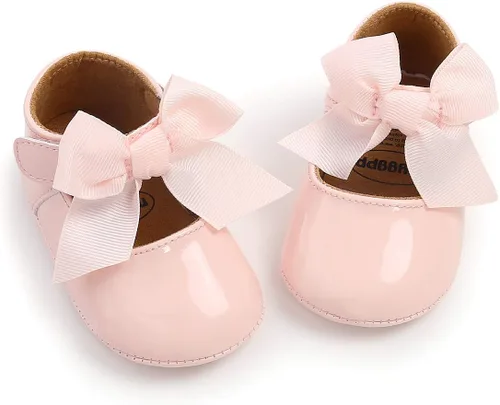 Miamooi Zapatos de vestir de boda para bebés y niñas, zapatos de ballet con lazo de princesa Mary Jane, zapatos planos para primeros pasos, zapatos