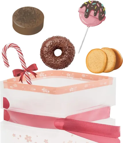 Miniatura 4 de SumDirect Bolsas de regalo de plástico rosa con cordón – 50 bolsas de regalo de 6 x 9 pulgadas, bolsas de regalo de flor de cerezo para fiesta
