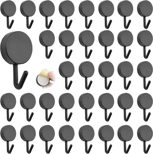 Miniatura 9 de MOROBOR Ganchos autoadhesivos, 20 ganchos de plástico resistentes para llaves de pared, soportes para calcetines para el hogar, cocina, baño, Blanco