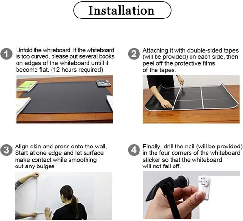 Miniatura 7 de ZHIDIAN Papel de contacto magnético para pizarra blanca para pared, 94 x 48 pulgadas, adhesivo magnético de borrado en seco con respaldo no adhesivo