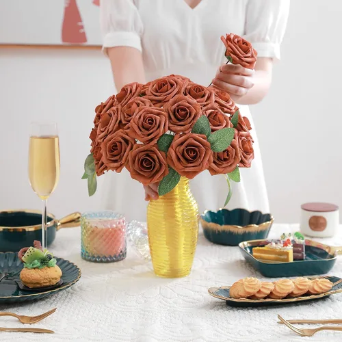 Miniatura 4 de Juego de flores artificiales, flores falsas para bricolaje, centros de mesa para bebé, ramo de novia, ramo de boda, arreglos de flores, velas