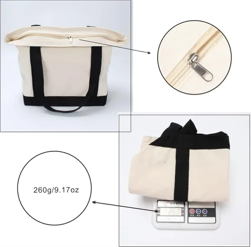 Miniatura 5 de Bolsa de lona con cremallera, 16.5 x 13.4 pulgadas, bolsa de lona lisa resistente, bolsa en blanco, 3 piezas con cremallera, reutilizables, bolsas 3