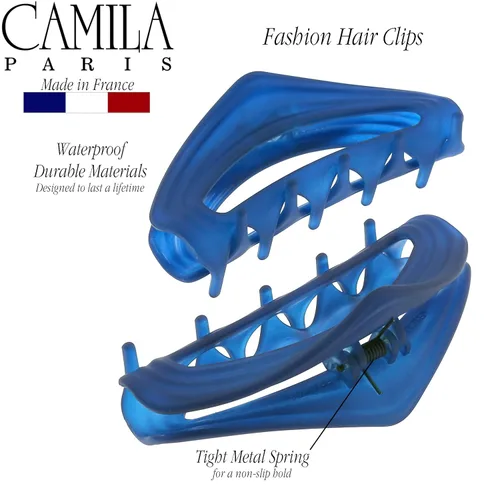 Miniatura 2 de Camila Paris CP3532 - Pinza para el cabello francesa para mujer, color azul, pinza para el cabello para niñas, a la moda, duradera y de estilo, Azul