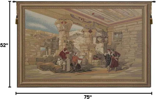 Miniatura 5 de Charlotte Home Furnishings - Tapiz europeo Temple Of Ptolemy IV, 40 x 26 pulgadas, algodón/viscosa/poliéster