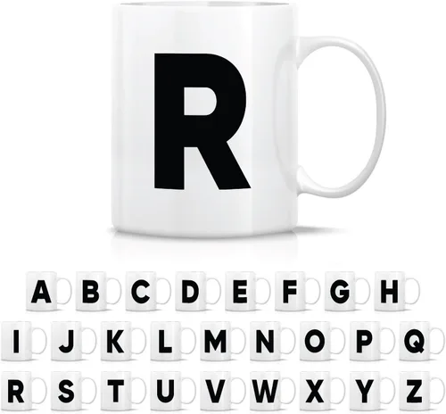 Miniatura 28 de Retreez Taza con monograma con monograma del alfabeto de la A a la Z con inicial, tazas de café de cerámica de 11 onzas – Agradecimiento