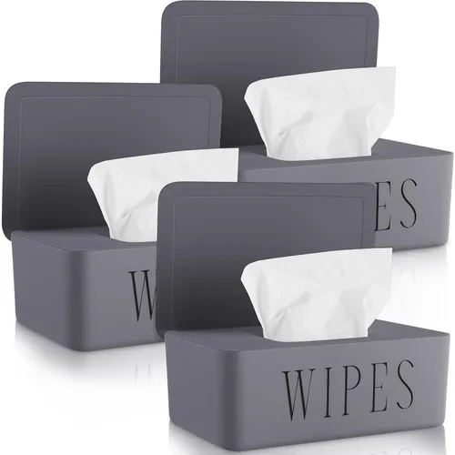 Miniatura 8 de 3 Pack Dispensador Portapapeles de Toallitas para Bebé Contenedor de Toallitas para Baño con Tapa Caja de Almacenamiento de Papel Higiénico