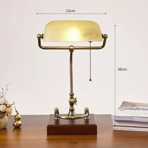 Miniatura 3 de V-intage Desktop Table Lamp Retro Style Desk Lamp/Bankers Lamp/Office Lamp with Green Glass Shade, Pull Switch and Solid Base