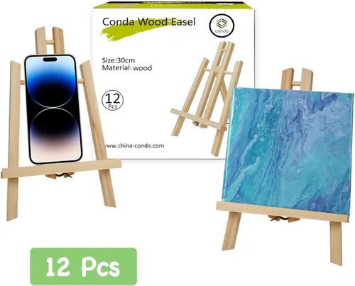 Miniatura 3 de Paquete de 12 caballetes de mesa de madera para pintar y exhibir, soporte de trípode portátil de 11.8 pulgadas para lienzo de 8 x 10 y 11 x 14