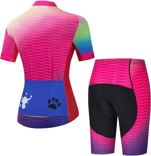 Miniatura 2 de Hotlion Conjunto de camiseta de ciclismo para mujer de manga corta con bolsillo