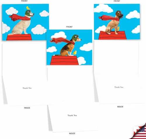 Miniatura 2 de The Best Card Company Juego de 10 notas de agradecimiento surtidas de 4 x 5.12 pulgadas con sobres (10 diseños, 1 cada uno) COMICAL CANINES: 10
