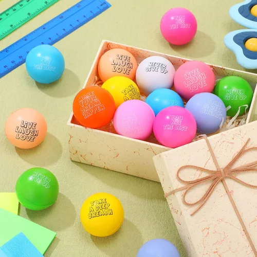 Miniatura 3 de Libima 50 bolas motivacionales para el estrés a granel de 1.57 pulgadas de espuma pequeña colorida con citas inspiradoras para aliviar el estrés