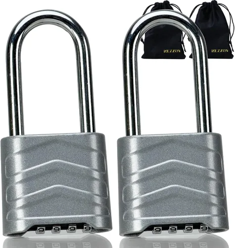 Miniatura 10 de Candado combinado para exteriores, 2.2 pulgadas, 2.205 in, ligero, resistente a la intemperie, 4 digitales, cuerpo de aluminio de seguridad