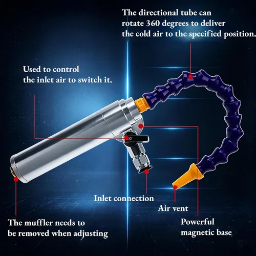Miniatura 3 de AUNMAS Tubo de Vórtice Profesional de Aire Frío y Seco, Pistola de Enfriamiento de Aleación de Aluminio 6.9 bar 1000Btu 160mm Pistola de Aire Frío