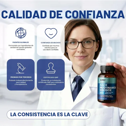 Miniatura 5 de XKQ Suplemento NAD+ de 910 mg, 60 porciones, toma 2 al día Ribosida de nicotinamida para un envejecimiento saludable, apoya la energía celular