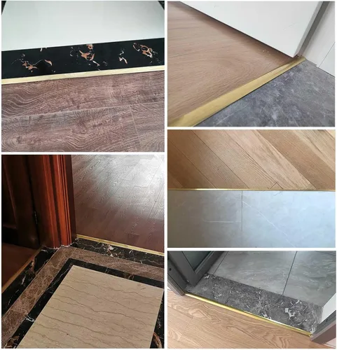 Miniatura 5 de ZIMGOD Tira de transición de piso de latón, moldura en T, umbral de piso laminado para pisos de alfombra a azulejos, cubierta de costura de piso