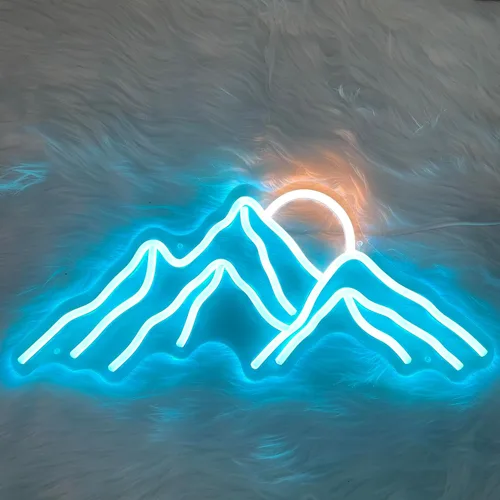Miniatura 5 de Letrero de neón con diseño de montañas y puesta de sol, luces LED personalizadas, decoración de pared para el hogar, dormitorio, sala