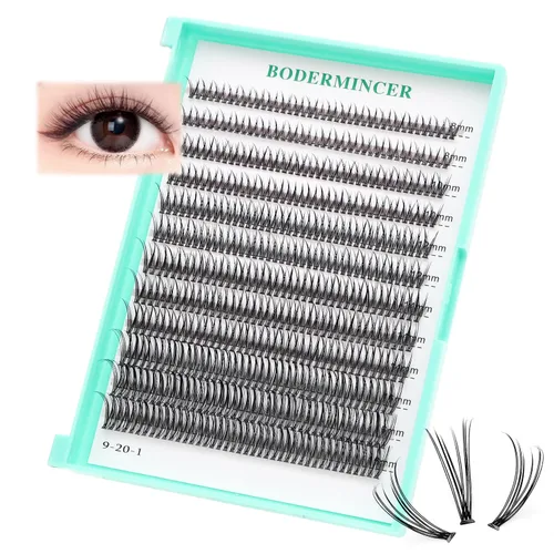 Miniatura 22 de Bodermincer - Bandeja grande de 240 pestañas de rizo D de 0.3 a 0.8 pulgadas (8 a 20 mm) para elegir, pestañas postizas individual para maquillaje