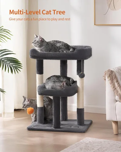 Miniatura 4 de FourFurPets Árbol para gatos de 27.6 pulgadas, torre para gatos de interior, condominio para gatos grandes, árbol pequeño para gatos con poste