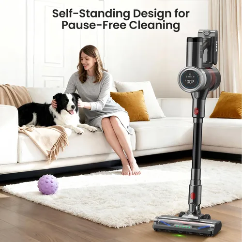 Miniatura 11 de Xlife Aspiradora inalámbrica de 45 KPa 550 W para pelo de mascotas y multisuperficie, luz verde, revelar polvo, filtro HEPA de 7 etapas, largo