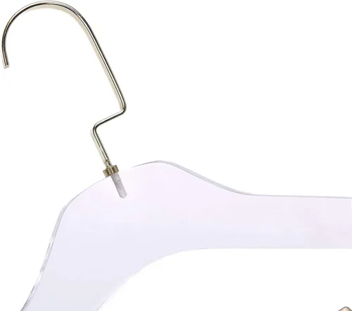 Miniatura 4 de HomeCube USA - Percha de acrílico de 17 pulgadas con ganchos y clips dorados, organizador resistente para trajes, vestidos y más, elegante diseño