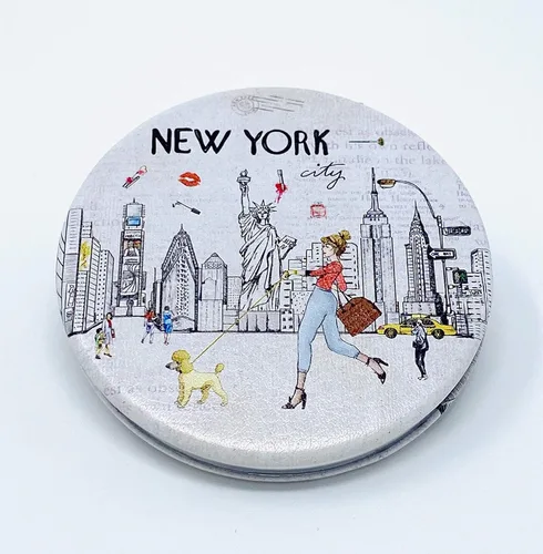 Miniatura 6 de Las niñas y las mujeres moda elegante recuerdo de Nueva York espejo de viaje redondo espejo de mano maquillaje cosmético espejo compacto Jmr-270802b