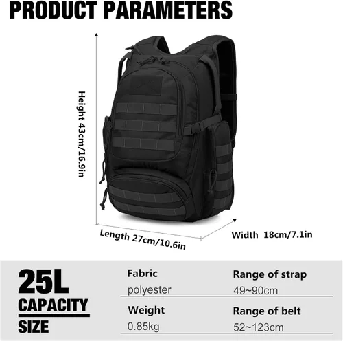 Miniatura 2 de Mardingtop - Mochilas tácticas Molle (Equipo modular de transporte de carga ligera), estilo militar, de 25 litros, para senderismo, acampar, viaje