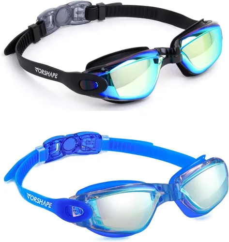 Miniatura 20 de Gafas de natación: paquete de 2 gafas de natación antivaho, sin fugas, protección UV, para adultos, hombres, mujeres, jóvenes Azul & blanco