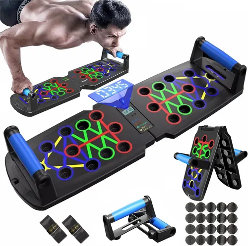 Push Up Board with Counter, Foldable Home Workout Equipment for Men, Portable Pushup Board for Chest, Shoulders, Back & Triceps Training