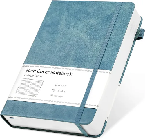 Miniatura 23 de CAGIE Cuaderno rayado, 320 páginas cuaderno rayado grueso para la universidad, papel de 100 g/m², diarios de tapa dura de cuero A5 para escribir Azul
