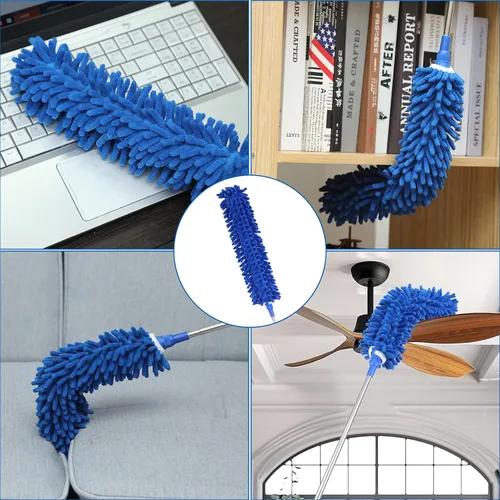 Miniatura 4 de ZZ LAZYCOTTAGE 10 piezas de plumero de telaraña de microfibra con poste de extensión (254 cm de telescopado), plumeros lavables para limpieza