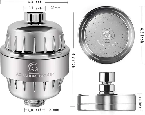 Miniatura 6 de Cabezal de ducha de mano con filtro, filtración de 15+2 etapas para agua importada, vitamina C y E infundida con efecto SPA, cabezal de alta presión