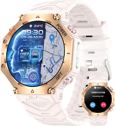 Miniatura 8 de Relojes inteligentes con GPS para hombre, altímetro militar, barómetro, brújula, llamadas Bluetooth, modos deportivos, linterna, reloj inteligente